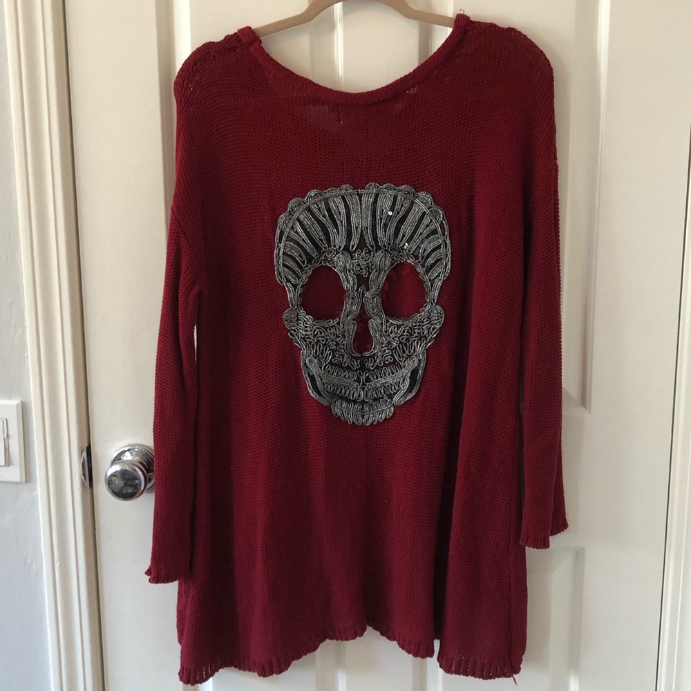 LF Chandelier long sleeve knit skull cut out top
